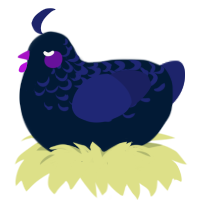Ultraviolet, a tumblr and navy chicken with a half-lace pattern