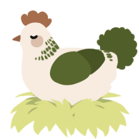 A cream and olive chicken with a neck-band pattern
