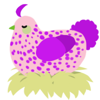 A rose and amethyst chicken with a speckle pattern