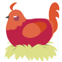 Volcano, a crimson and vermilion chicken with a head pattern
