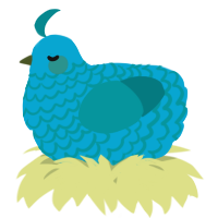 A cerulean and teal chicken with a lace pattern