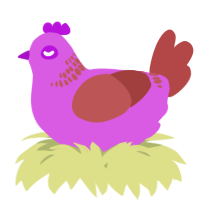 A orchid and red chicken with a neck-band pattern