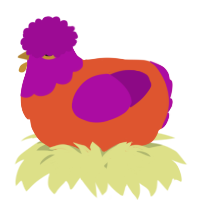 A vermilion and plum chicken with a head pattern