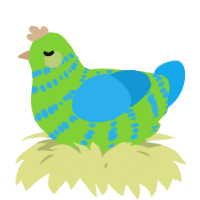 A grass and sky chicken with a bar pattern