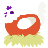 Raw Egg, a vermilion and white chicken with a head pattern