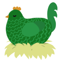 A leaf and viridian chicken with a lace pattern