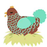 A russet and mint chicken with a lace pattern