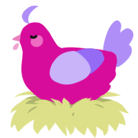 A fuchsia and lilac chicken