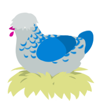 A silver and sapphire chicken with a half-lace pattern
