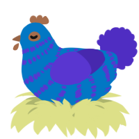 A sapphire and indigo chicken with a bar pattern