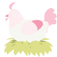 A white and rose chicken with a head pattern