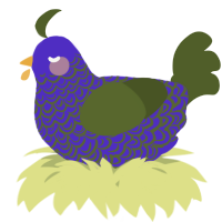 A indigo and olive chicken with a double-lace pattern