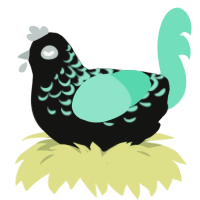 Sea sparkle, a black and mint chicken with a half-lace pattern
