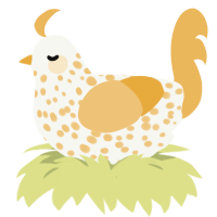 Metatron, a white and honey chicken with a speckle pattern