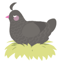 A grey chicken with a lace pattern