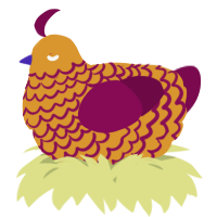 A orange and wine chicken with a lace pattern