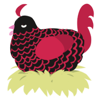 A sable and crimson chicken with a lace pattern
