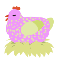 A lavender and lemon chicken with a speckle pattern