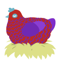 A aqua and grass chicken with a lace pattern