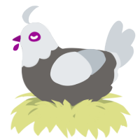 A grey and mist chicken with a head pattern