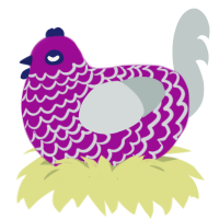 Zeeriva, a plum and silver chicken with a lace pattern