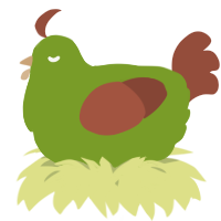 A chartreuse and russet chicken