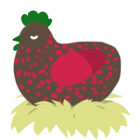 A bark and crimson chicken with a speckle pattern