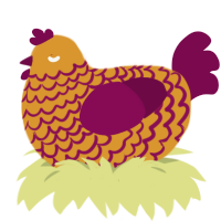 A orange and wine chicken with a lace pattern