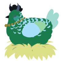 A viridian and apple chicken with a half-lace pattern