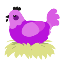A amethyst and orchid chicken with a head pattern