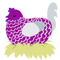 orb, a plum and mist chicken with a lace pattern