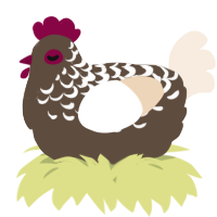 A bark and cream chicken with a half-lace pattern