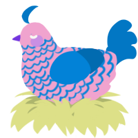 A pink and sapphire chicken with a lace pattern