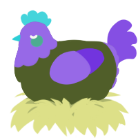 A olive and blurple chicken with a head pattern