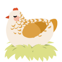 A cream and orange chicken with a half-lace pattern