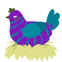 A violet and sea chicken with a bar pattern