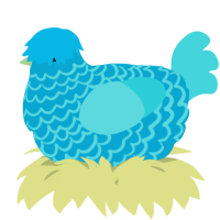 A cerulean and aqua chicken with a lace pattern