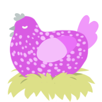 Orchid, a orchid and lavender chicken with a speckle pattern