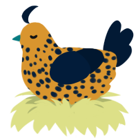 Spotted Flower, a orange and tumblr chicken with a speckle pattern