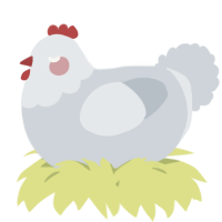 A mist chicken with a head pattern