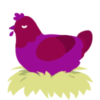 Merlot, a plum and maroon chicken with a head pattern