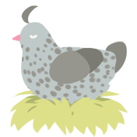 A silver and ash chicken with a speckle pattern