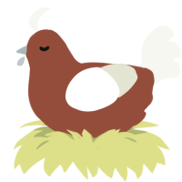 Cinnabun, a russet and white chicken