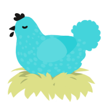 A aqua chicken with a speckle pattern
