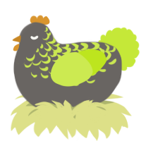 A grey and lime chicken with a half-lace pattern
