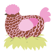 A russet and pink chicken with a lace pattern