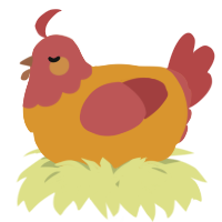 A orange and red chicken with a head pattern