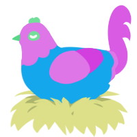 A sky and orchid chicken with a head pattern