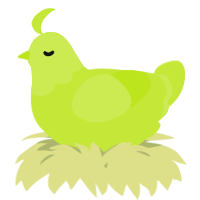 A lime chicken with a head pattern