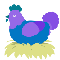A sapphire and blurple chicken with a head pattern